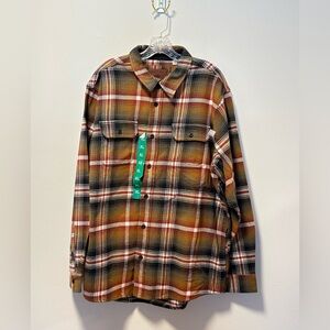 NWT Orvis Men’s Spread Collar Flannel Shirt Work Wear Outdoor Heavy Rugged